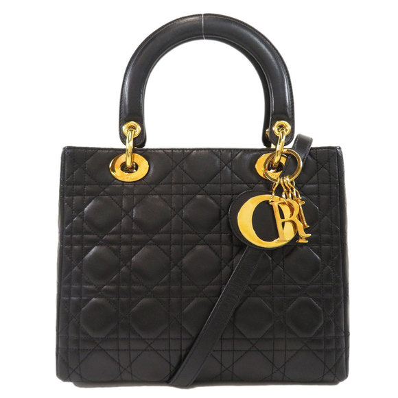 Christian Dior 2way Handbag Lambskin Black - Picture 1 of 9